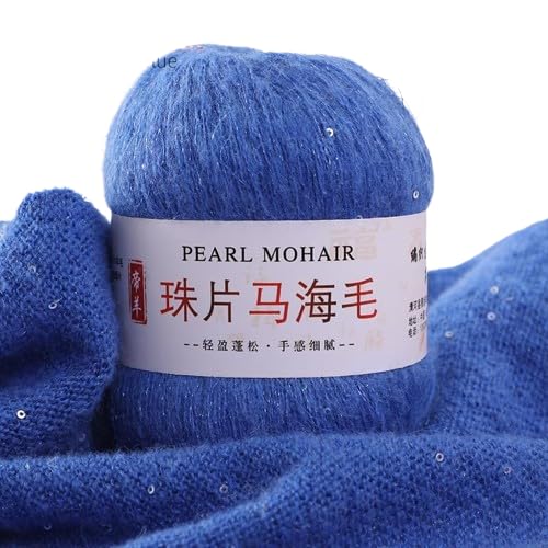 Nvzi Dünnes Mohair-Strickgarn, Pailletten, Häkeln, flauschig, gestrickt, modisch, weiche Spitze, Wolle, Faden, Pullover, Schal, Perlen, Garne, Dunkelblau, 50 g Nvzi Dünnes Mohair-Strickgarn, Pailletten, Häkeln, flauschig, gestrickt, modisch, weiche Spitze, Wolle, Faden, Pullover, Schal, Perlen, Garne, Dunkelblau, 50 g von Nvzi