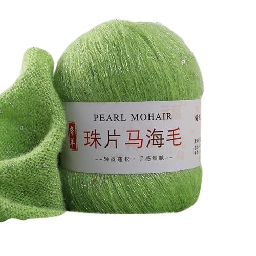 Nvzi Dünnes Mohair-Strickgarn, Pailletten, Häkeln, flauschig, gestrickt, modisch, weiche Spitze, Wolle, Faden, Pullover, Schal, Perlen, Garne, Fruchtgrün, 50 g Nvzi Dünnes Mohair-Strickgarn, Pailletten, Häkeln, flauschig, gestrickt, modisch, weiche Spitze, Wolle, Faden, Pullover, Schal, Perlen, Garne, Fruchtgrün, 50 g von Nvzi