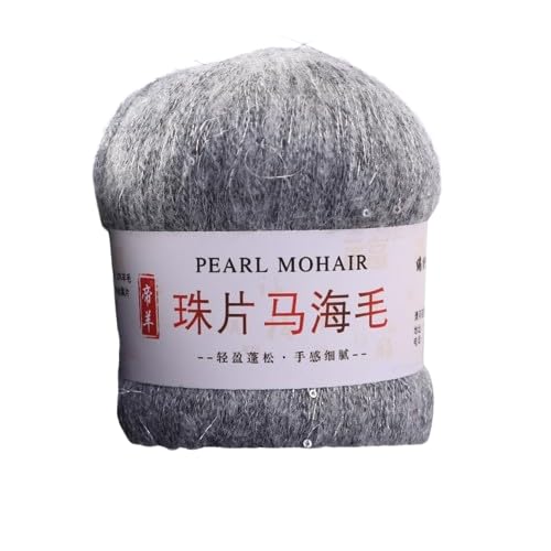 Nvzi Dünnes Mohair-Strickgarn, Pailletten, Häkeln, flauschig, gestrickt, modisch, weiche Spitze, Wolle, Faden, Pullover, Schal, Perlen, Garne, Grau, 50 g Nvzi Dünnes Mohair-Strickgarn, Pailletten, Häkeln, flauschig, gestrickt, modisch, weiche Spitze, Wolle, Faden, Pullover, Schal, Perlen, Garne, Grau, 50 g von Nvzi