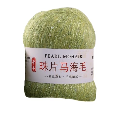 Nvzi Dünnes Mohair-Strickgarn, Pailletten, Häkeln, flauschig, gestrickt, modisch, weiche Spitze, Wolle, Faden, Pullover, Schal, Perlen, Garne, Grün, 50 g Nvzi Dünnes Mohair-Strickgarn, Pailletten, Häkeln, flauschig, gestrickt, modisch, weiche Spitze, Wolle, Faden, Pullover, Schal, Perlen, Garne, Grün, 50 g von Nvzi
