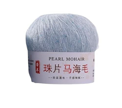 Nvzi Dünnes Mohair-Strickgarn, Pailletten, Häkeln, flauschig, gestrickt, modisch, weiche Spitze, Wolle, Faden, Pullover, Schal, Perlen, Garne, Hellblau, 100 g Nvzi Dünnes Mohair-Strickgarn, Pailletten, Häkeln, flauschig, gestrickt, modisch, weiche Spitze, Wolle, Faden, Pullover, Schal, Perlen, Garne, Hellblau, 100 g von Nvzi