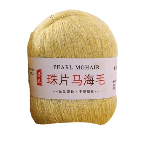 Nvzi Dünnes Mohair-Strickgarn, Pailletten, Häkeln, flauschig, gestrickt, modisch, weiche Spitze, Wolle, Faden, Pullover, Schal, Perlen, Garne, Hellgelb, 50 g Nvzi Dünnes Mohair-Strickgarn, Pailletten, Häkeln, flauschig, gestrickt, modisch, weiche Spitze, Wolle, Faden, Pullover, Schal, Perlen, Garne, Hellgelb, 50 g von Nvzi