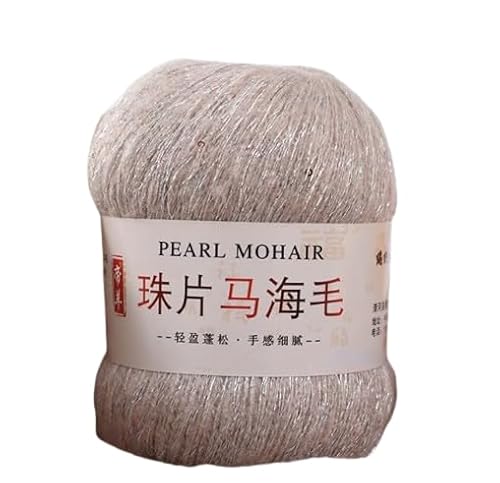 Nvzi Dünnes Mohair-Strickgarn, Pailletten, Häkeln, flauschig, gestrickt, modisch, weiche Spitze, Wolle, Faden, Pullover, Schal, Perlen, Garne, Hellkhaki, 50 g Nvzi Dünnes Mohair-Strickgarn, Pailletten, Häkeln, flauschig, gestrickt, modisch, weiche Spitze, Wolle, Faden, Pullover, Schal, Perlen, Garne, Hellkhaki, 50 g von Nvzi
