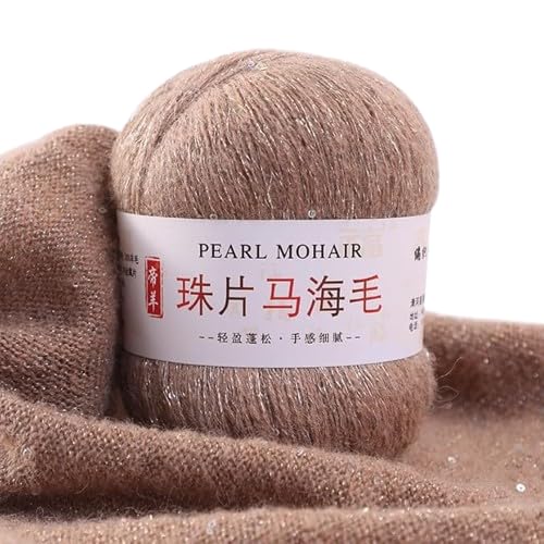 Nvzi Dünnes Mohair-Strickgarn, Pailletten, Häkeln, flauschig, gestrickt, modisch, weiche Spitze, Wolle, Faden, Pullover, Schal, Perlen, Garne, Kaffeebraun Nvzi Dünnes Mohair-Strickgarn, Pailletten, Häkeln, flauschig, gestrickt, modisch, weiche Spitze, Wolle, Faden, Pullover, Schal, Perlen, Garne, Kaffeebraun von Nvzi