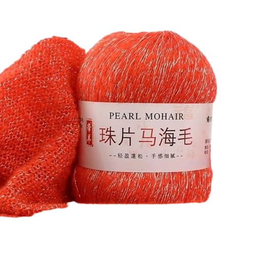 Nvzi Dünnes Mohair-Strickgarn, Pailletten, Häkeln, flauschig, gestrickt, modisch, weiche Spitze, Wolle, Faden, Pullover, Schal, Perlen, Garne, Orange, 50 g Nvzi Dünnes Mohair-Strickgarn, Pailletten, Häkeln, flauschig, gestrickt, modisch, weiche Spitze, Wolle, Faden, Pullover, Schal, Perlen, Garne, Orange, 50 g von Nvzi