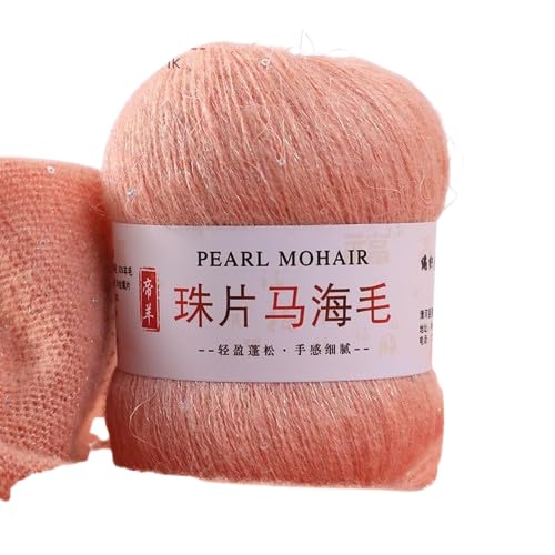 Nvzi Dünnes Mohair-Strickgarn, Pailletten, Häkeln, flauschig, gestrickt, modisch, weiche Spitze, Wolle, Pullover, Schal, Perlen, Garne, Fleischrosa, 100 g Nvzi Dünnes Mohair-Strickgarn, Pailletten, Häkeln, flauschig, gestrickt, modisch, weiche Spitze, Wolle, Pullover, Schal, Perlen, Garne, Fleischrosa, 100 g von Nvzi