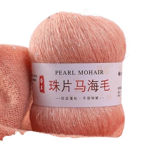 Nvzi Dünnes Mohair-Strickgarn, Pailletten, Häkeln, flauschig, gestrickt, modisch, weiche Spitze, Wolle, Pullover, Schal, Perlen, Garne, Fleischrosa, 50 g Nvzi Dünnes Mohair-Strickgarn, Pailletten, Häkeln, flauschig, gestrickt, modisch, weiche Spitze, Wolle, Pullover, Schal, Perlen, Garne, Fleischrosa, 50 g von Nvzi