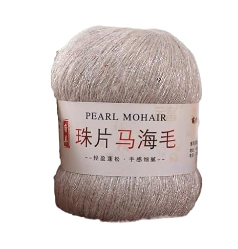 Nvzi Dünnes Mohair-Strickgarn, Pailletten, Häkeln, flauschig, gestrickt, modisch, weiche Spitze, Wolle, Pullover, Schal, Perlen, Garne, Hellkhaki, 100 g Nvzi Dünnes Mohair-Strickgarn, Pailletten, Häkeln, flauschig, gestrickt, modisch, weiche Spitze, Wolle, Pullover, Schal, Perlen, Garne, Hellkhaki, 100 g von Nvzi