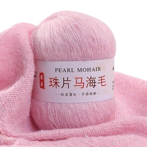 Nvzi Dünnes Mohair-Strickgarn, Pailletten, Häkeln, flauschig, gestrickt, modisch, weiche Spitze, Wolle, Pullover, Schal, Perlen, Garne, Hellrosa, 50 g Nvzi Dünnes Mohair-Strickgarn, Pailletten, Häkeln, flauschig, gestrickt, modisch, weiche Spitze, Wolle, Pullover, Schal, Perlen, Garne, Hellrosa, 50 g von Nvzi
