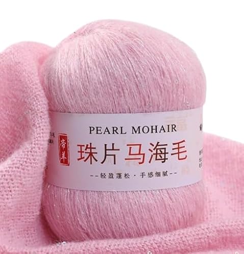 Nvzi Dünnes Mohair-Strickgarn, Pailletten, Häkeln, flauschig, gestrickt, modisch, weiche Spitze, Wolle, Pullover, Schal, Perlen, Garne, Hellrosa Nvzi Dünnes Mohair-Strickgarn, Pailletten, Häkeln, flauschig, gestrickt, modisch, weiche Spitze, Wolle, Pullover, Schal, Perlen, Garne, Hellrosa von Nvzi