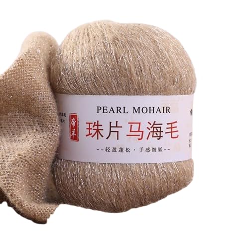Nvzi Dünnes Mohair-Strickgarn, Pailletten, Häkeln, flauschig, gestrickt, modisch, weiche Spitze, Wolle, Pullover, Schal, Perlen, Garne, Khaki, 100 g Nvzi Dünnes Mohair-Strickgarn, Pailletten, Häkeln, flauschig, gestrickt, modisch, weiche Spitze, Wolle, Pullover, Schal, Perlen, Garne, Khaki, 100 g von Nvzi