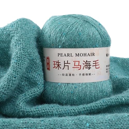 Nvzi Dünnes Mohair-Strickgarn, Pailletten, Häkeln, flauschig, gestrickt, modisch, weiche Spitze, Wolle, Pullover, Schal, Perlen, Garne, Seeblau, 50 g Nvzi Dünnes Mohair-Strickgarn, Pailletten, Häkeln, flauschig, gestrickt, modisch, weiche Spitze, Wolle, Pullover, Schal, Perlen, Garne, Seeblau, 50 g von Nvzi