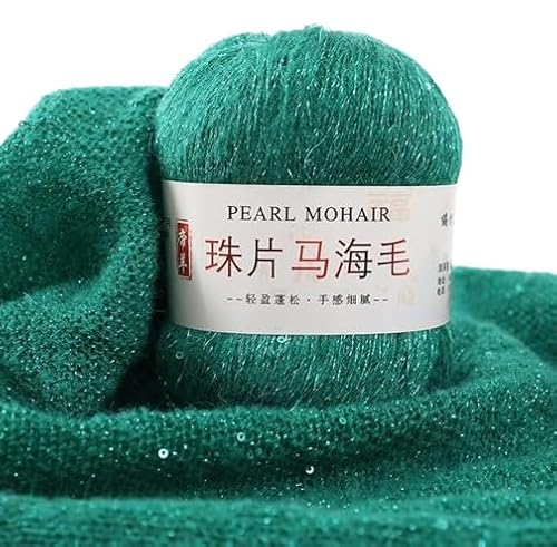 Nvzi Dünnes Mohair-Strickgarn, Pailletten, Häkeln, flauschig, gestrickt, modisch, weiche Spitze, Wolle, Pullover, Schal, Perlen, Garne, Smaragdgrün, 100 g Nvzi Dünnes Mohair-Strickgarn, Pailletten, Häkeln, flauschig, gestrickt, modisch, weiche Spitze, Wolle, Pullover, Schal, Perlen, Garne, Smaragdgrün, 100 g von Nvzi