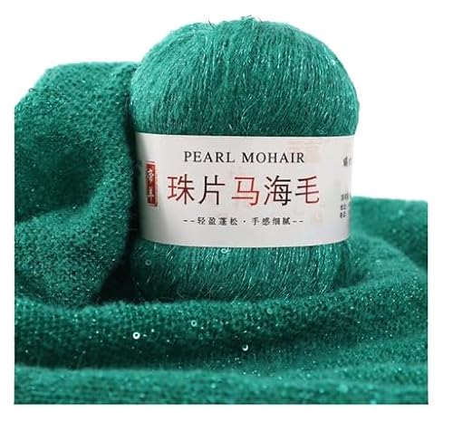 Nvzi Dünnes Mohair-Strickgarn, Pailletten, Häkeln, flauschig, gestrickt, modisch, weiche Spitze, Wolle, Pullover, Schal, Perlen, Garne, Smaragdgrün, 50 g Nvzi Dünnes Mohair-Strickgarn, Pailletten, Häkeln, flauschig, gestrickt, modisch, weiche Spitze, Wolle, Pullover, Schal, Perlen, Garne, Smaragdgrün, 50 g von Nvzi