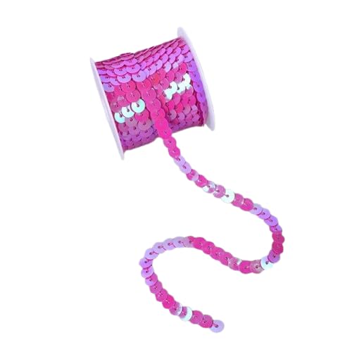 Nvzi Flacher Paillettenstreifen, 6 mm, 4,5 m, flach, Paillettenband, metallisch, glänzend, Nähschnur für Meerjungfrauen, Basteln, Verzierungen, Halloween-Kostüm, 10 Stück, Dunkelrosa AB von Nvzi