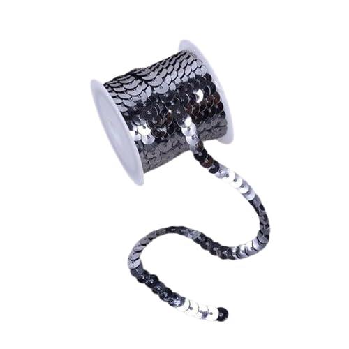 Nvzi Flacher Paillettenstreifen, 6 mm, 4,5 m, flach, Paillettenband, metallisch, glänzend, Nähschnur für Meerjungfrauen, Basteln, Verzierungen, Halloween-Kostüm, 10 Stück, Grau Nvzi Flacher Paillettenstreifen, 6 mm, 4,5 m, flach, Paillettenband, metallisch, glänzend, Nähschnur für Meerjungfrauen, Basteln, Verzierungen, Halloween-Kostüm, 10 Stück, Grau von Nvzi