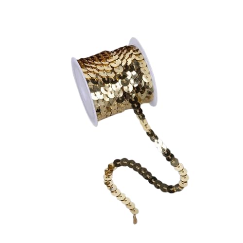Nvzi Flacher Paillettenstreifen, 6 mm, 4,5 m, flach, Paillettenband, metallisch, glänzend, Nähschnur für Meerjungfrauen, Basteln, Verzierungen, Halloween-Kostüm, 10 Stück, Hellgold Nvzi Flacher Paillettenstreifen, 6 mm, 4,5 m, flach, Paillettenband, metallisch, glänzend, Nähschnur für Meerjungfrauen, Basteln, Verzierungen, Halloween-Kostüm, 10 Stück, Hellgold von Nvzi