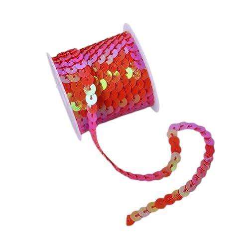 Nvzi Flacher Paillettenstreifen, 6 mm, 4,5 m, flach, Paillettenband, metallisch, glänzend, Nähschnur für Meerjungfrauen, Basteln, Verzierungen, Halloween-Kostüm, 10 Stück, Rot AB von Nvzi