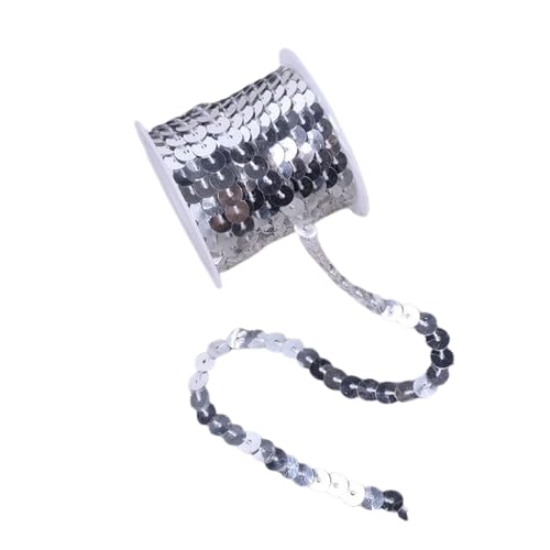 Nvzi Flacher Paillettenstreifen, 6 mm, 4,5 m, flach, Paillettenband, metallisch, glänzend, Nähschnur für Meerjungfrauen, Basteln, Verzierungen, Halloween-Kostüm, 10 Stück, silberfarben Nvzi Flacher Paillettenstreifen, 6 mm, 4,5 m, flach, Paillettenband, metallisch, glänzend, Nähschnur für Meerjungfrauen, Basteln, Verzierungen, Halloween-Kostüm, 10 Stück, silberfarben von Nvzi