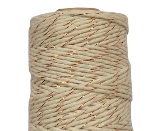 Nvzi Makramee-Baumwollkordel, gedreht, 1,5 mm, goldfarbener Draht, Flechtgarn, Beige, für Schnurstricken, DIY, Schmuckherstellung, Pflanzen-Wandaufhänger, Heim-/Gartendekoration, Beige B von Nvzi