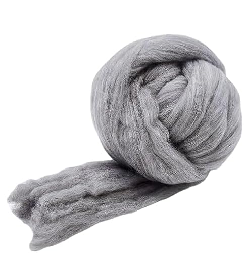 Nvzi Merinowolle, 1 kg zum Spinnen, weiches, grobes Jumbo-Garn für Armstricken, Decke, Filzkern, kardierte Füllung, Grau von Nvzi