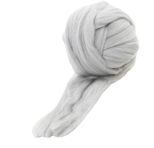 Nvzi Merinowolle, 1 kg zum Spinnen, weiches, grobes Jumbo-Garn für Armstricken, Decke, Filzkern, kardierte Füllung, Hellgrau von Nvzi