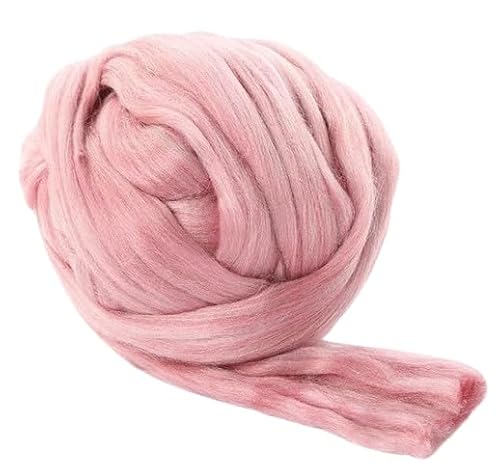 Nvzi Merinowolle, 1 kg zum Spinnen, weiches, grobes Jumbo-Garn für Armstricken, Decke, Filzkern, kardierte Füllung, Rosa von Nvzi