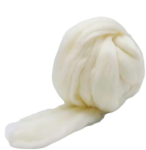 Nvzi Merinowolle, 1 kg zum Spinnen, weiches, grobes Jumbo-Garn für Armstricken, Decke, Filzkern, kardierte Füllung, Weiß B von Nvzi