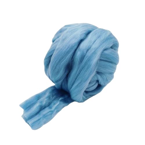 Nvzi Merinowolle, 1 kg zum Spinnen, weiches, grobes Jumbo-Garn für Armstricken, Decken, Filzkern, kardierte Füllung, Blau von Nvzi