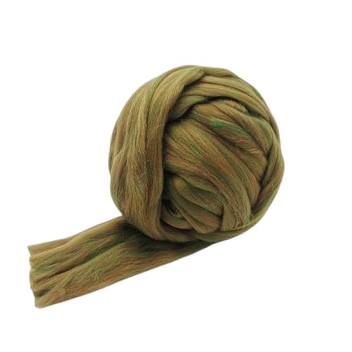 Nvzi Merinowolle, 1 kg zum Spinnen, weiches, grobes Jumbo-Garn für Armstricken, Decken, Filzkern, kardierte Füllung, Bohnengrün von Nvzi