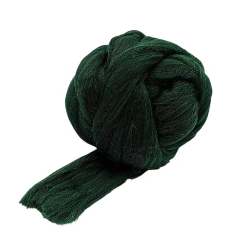 Nvzi Merinowolle, 1 kg zum Spinnen, weiches, grobes Jumbo-Garn für Armstricken, Decken, Filzkern, kardierte Füllung, Dunkelgrün von Nvzi