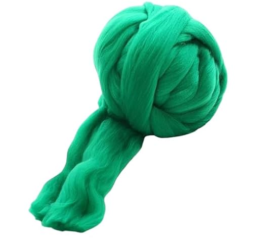 Nvzi Merinowolle, 1 kg zum Spinnen, weiches, grobes Jumbo-Garn für Armstricken, Decken, Filzkern, kardierte Füllung, Grün von Nvzi