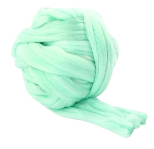 Nvzi Merinowolle, 1 kg zum Spinnen, weiches, grobes Jumbo-Garn für Armstricken, Decken, Filzkern, kardierte Füllung, Hellgrün von Nvzi