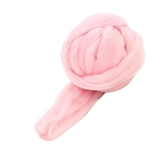 Nvzi Merinowolle, 1 kg zum Spinnen, weiches, grobes Jumbo-Garn für Armstricken, Decken, Filzkern, kardierte Füllung, Hellrosa von Nvzi