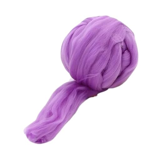 Nvzi Merinowolle, 1 kg zum Spinnen, weiches, grobes Jumbo-Garn für Armstricken, Decken, Filzkern, kardierte Füllung, Hellviolett von Nvzi