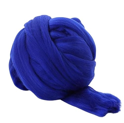 Nvzi Merinowolle, 1 kg zum Spinnen, weiches, grobes Jumbo-Garn für Armstricken, Decken, Filzkern, kardierte Füllung, Königsblau von Nvzi