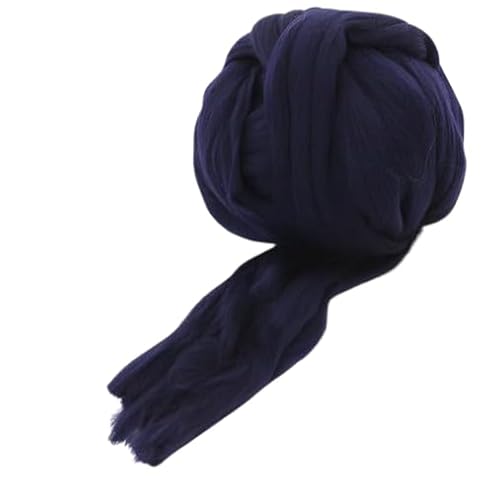 Nvzi Merinowolle, 1 kg zum Spinnen, weiches, grobes Jumbo-Garn für Armstricken, Decken, Filzkern, kardierte Füllung, Marineblau von Nvzi