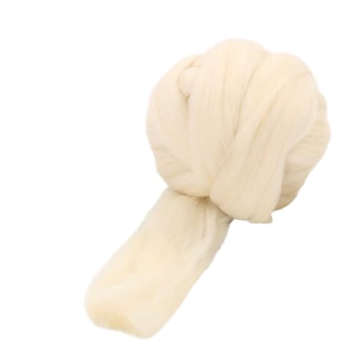 Nvzi Merinowolle, 1 kg zum Spinnen, weiches, grobes Jumbo-Garn für Armstricken, Decken, Filzkern, kardierte Füllung, Milchweiß von Nvzi