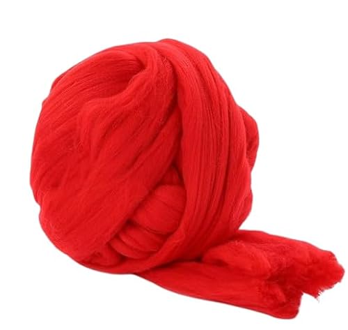 Nvzi Merinowolle, 1 kg zum Spinnen, weiches, grobes Jumbo-Garn für Armstricken, Decken, Filzkern, kardierte Füllung, Rot von Nvzi