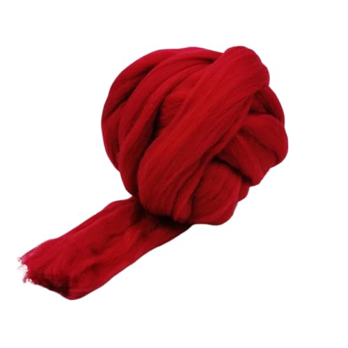 Nvzi Merinowolle, 1 kg zum Spinnen, weiches, grobes Jumbo-Garn für Armstricken, Decken, Filzkern, kardierte Füllung, Weinrot von Nvzi