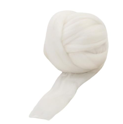 Nvzi Merinowolle, 1 kg zum Spinnen, weiches, grobes Jumbo-Garn für Armstricken, Decken, Filzkern, kardierte Füllung, weiß von Nvzi