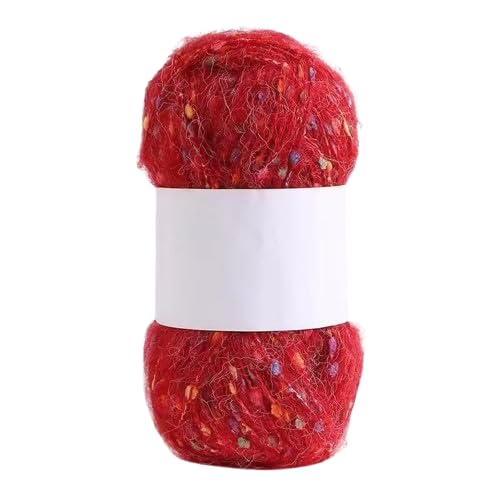 Nvzi Mohair-Garne mit bunten Punkten, weiches Garn, handgestrickt, gehäkelt, gewebt, für Schal, Schal, Handwerk, 50 g, Rot von Nvzi