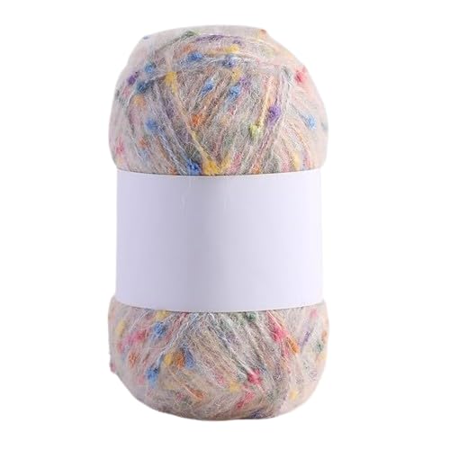 Nvzi Mohair-Garne mit bunten Punkten, weiches Garn, handgestrickt, gehäkelt, gewebt, für Schal, Schal, Handwerk, Beige, 50 g von Nvzi