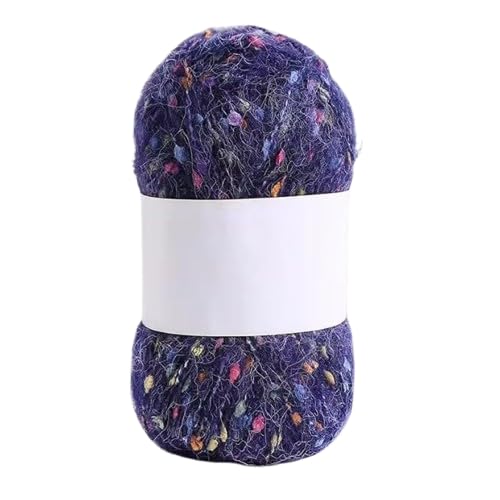 Nvzi Mohair-Garne mit bunten Punkten, weiches Garn, handgestrickt, gehäkelt, gewebt, für Schal, Schal, Handwerk, Dunkelviolett, 50 g von Nvzi