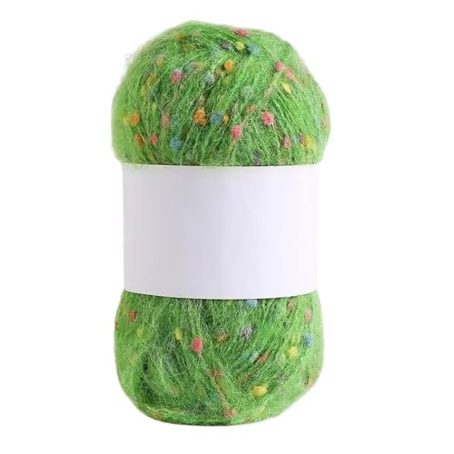 Nvzi Mohair-Garne mit bunten Punkten, weiches Garn, handgestrickt, gehäkelt, gewebt, für Schal, Schal, Handwerk, Grasgrün, 50 g von Nvzi