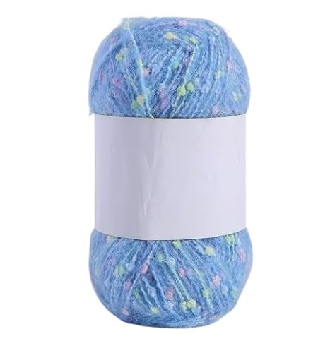 Nvzi Mohair-Garne mit bunten Punkten, weiches Garn, handgestrickt, gehäkelt, gewebt, für Schal, Schal, Handwerk, Hellblau, 50 g von Nvzi