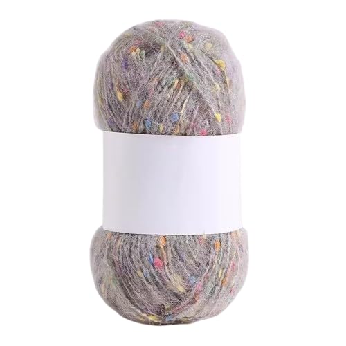 Nvzi Mohair-Garne mit bunten Punkten, weiches Garn, handgestrickt, gehäkelt, gewebt, für Schal, Schal, Handwerk, Hellgrau, 50 g von Nvzi