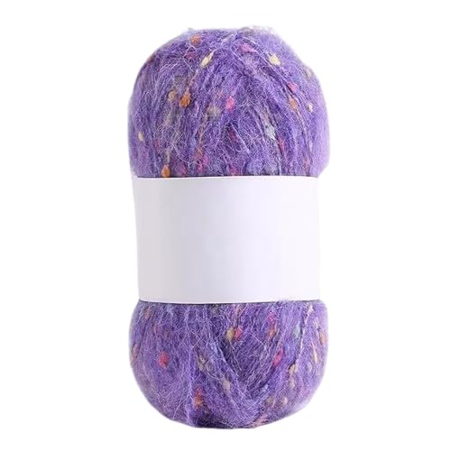 Nvzi Mohair-Garne mit bunten Punkten, weiches Garn, handgestrickt, gehäkelt, gewebt, für Schal, Schal, Handwerk, Hellviolett, 50 g von Nvzi