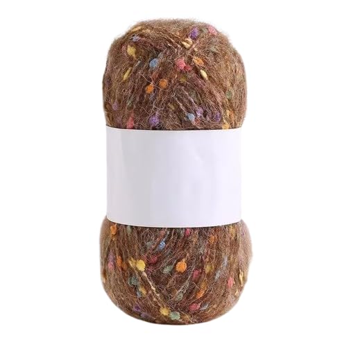 Nvzi Mohair-Garne mit bunten Punkten, weiches Garn, handgestrickt, gehäkelt, gewebt, für Schal, Schal, Handwerk, Kaffee, 50 g von Nvzi
