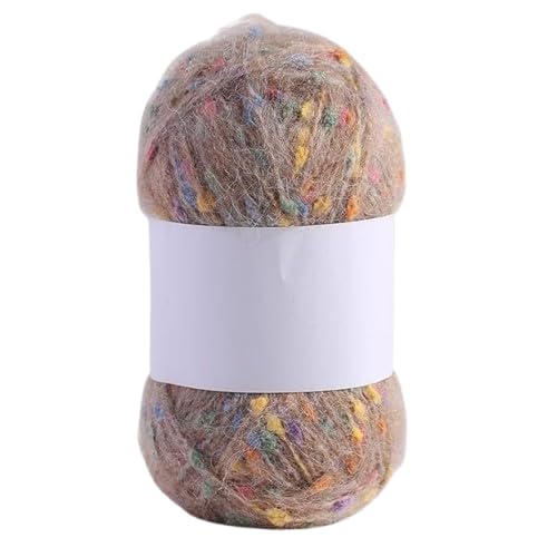 Nvzi Mohair-Garne mit bunten Punkten, weiches Garn, handgestrickt, gehäkelt, gewebt, für Schal, Schal, Handwerk, Khaki, 50 g von Nvzi